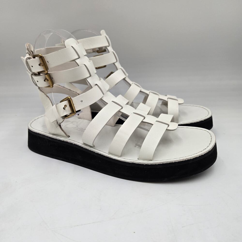 J. CREW Mallorca Women 6.5M White Leather Strappy Gladiator Sandals